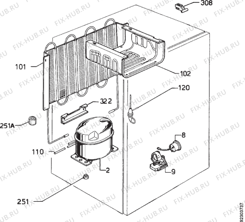 Взрыв-схема холодильника Zanussi ZPL5160 - Схема узла Cooling system 017